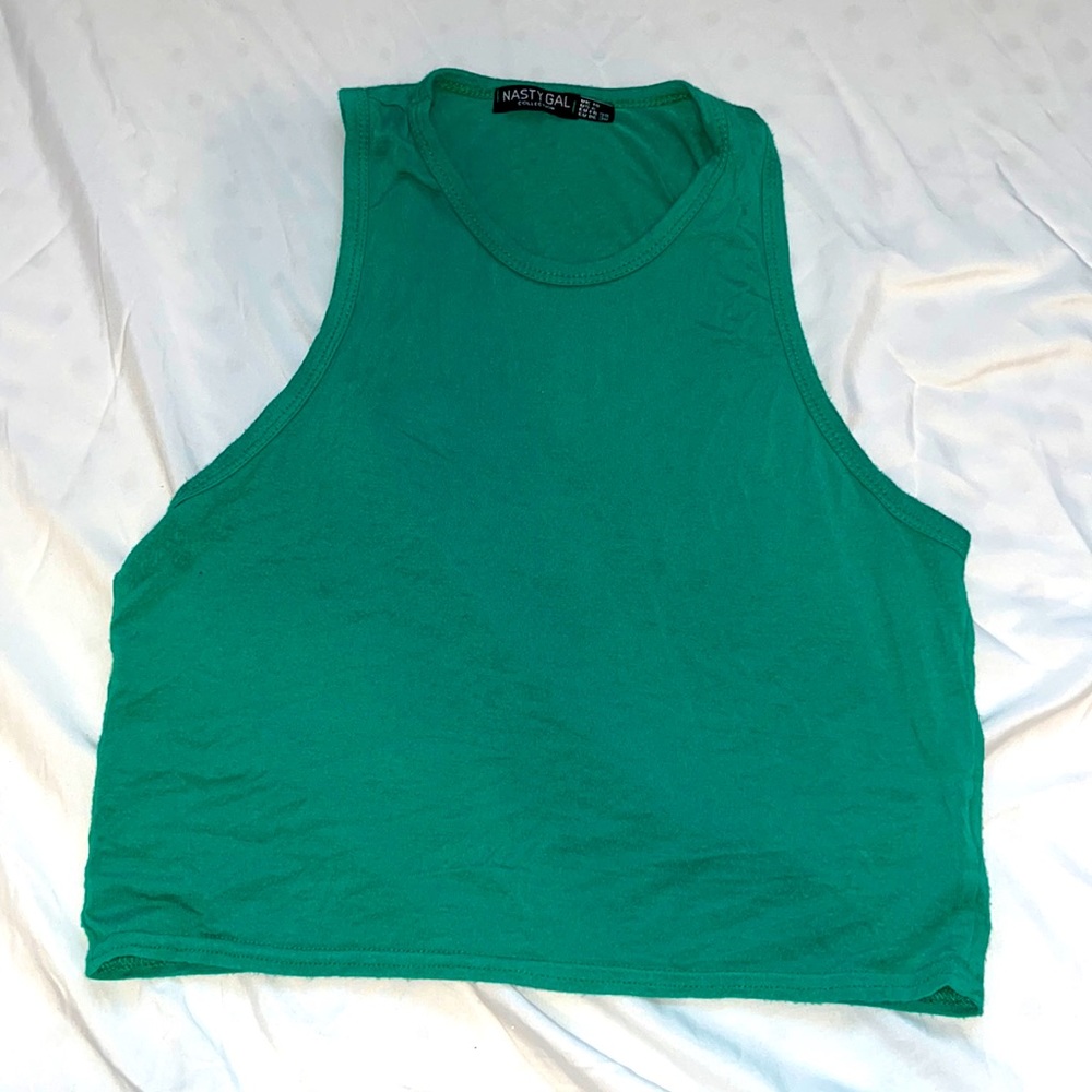 Green cropped tank top